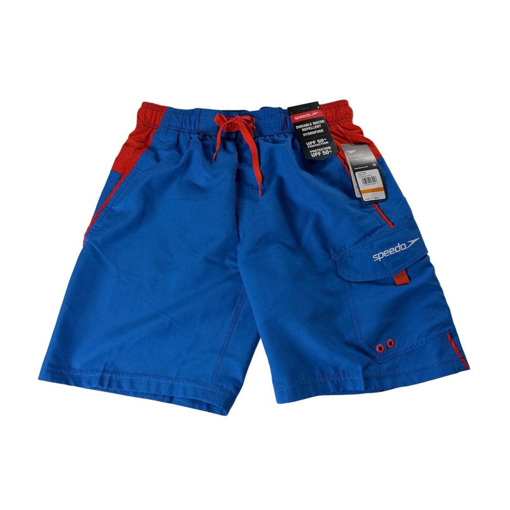 Speedo Mens Marina Volley 9" Swim Trunks Palace Blue Red Size S 7784077421 NEW